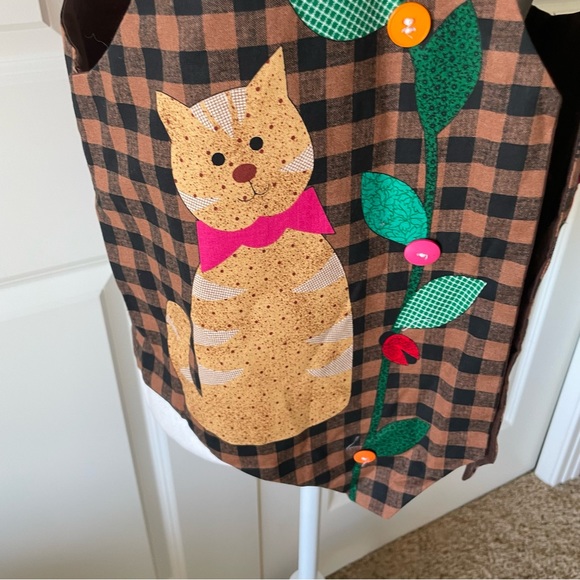 Dreamspinners Pot Full of Posies Cat Vest Handmade Size Large - Picture 3 of 7
